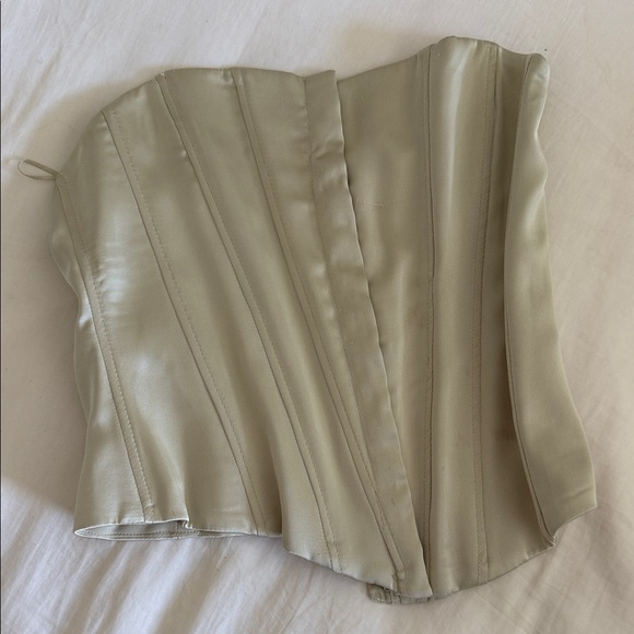 Zara Light Green Satin Hook & Eye Closure Corset Bustier Top - Picture 5 of 8